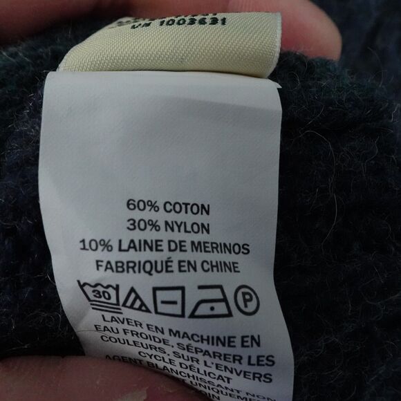 LL Bean Womens Medium Blue Wool Blend Sweater Cable Knit Cowl Neck Asymmetric - Picture 13 of 14